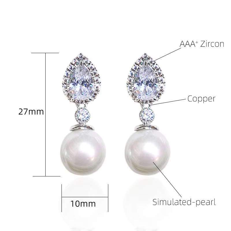 Fashion Luxury Imitation Pearl Drop Earrings for Women Engagement Wedding Party Ear Accessories Trendy Jewelry Gift for Lady