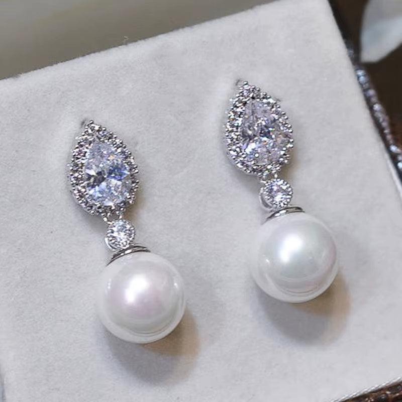 Fashion Luxury Imitation Pearl Drop Earrings for Women Engagement Wedding Party Ear Accessories Trendy Jewelry Gift for Lady