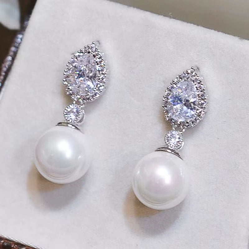 Fashion Luxury Imitation Pearl Drop Earrings for Women Engagement Wedding Party Ear Accessories Trendy Jewelry Gift for Lady
