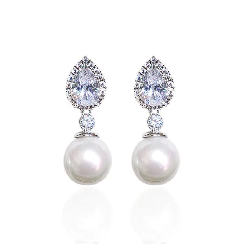 Fashion Luxury Imitation Pearl Drop Earrings for Women Engagement Wedding Party Ear Accessories Trendy Jewelry Gift for Lady