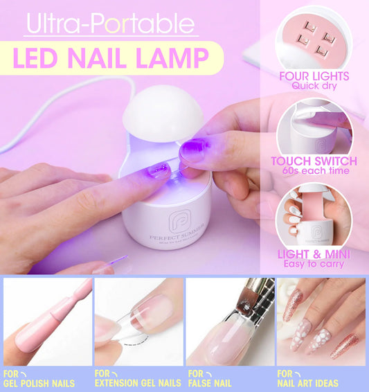 Nail Tips and Glue Gel Kit, 504Pcs Stiletto False Nail Tips, 3 in 1 Nail Glue Gel, Portable UV Nail Lamp, Gel Nail Extension Kit, Acrylic Nail Kit