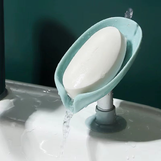 Leaf-Shaped Soap Dish, No Punching, Standing Suction Cup Drain Rack, No Water Accumulation, Household Storage Artifact, Bathroom
